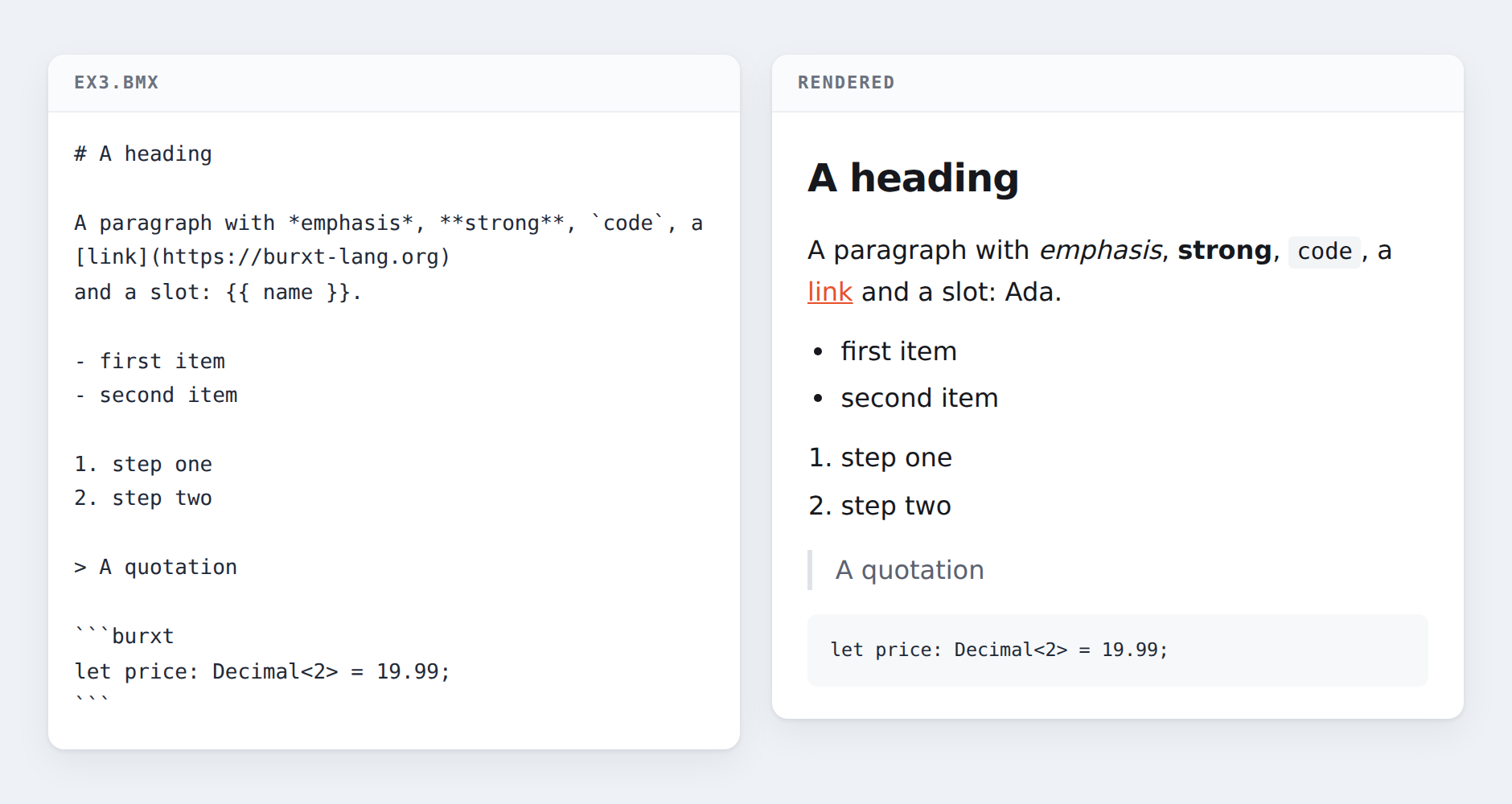 Every construct in one document, and what it renders to